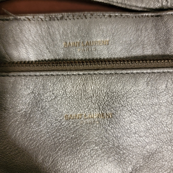 Authentic Yves Saint Laurent Silver Leather Reversible Shopper Tote Bag - Picture 2 of 8